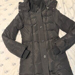 Fitted Mackage Long Down Puffer Jacket with Hood
